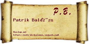 Patrik Balázs névjegykártya